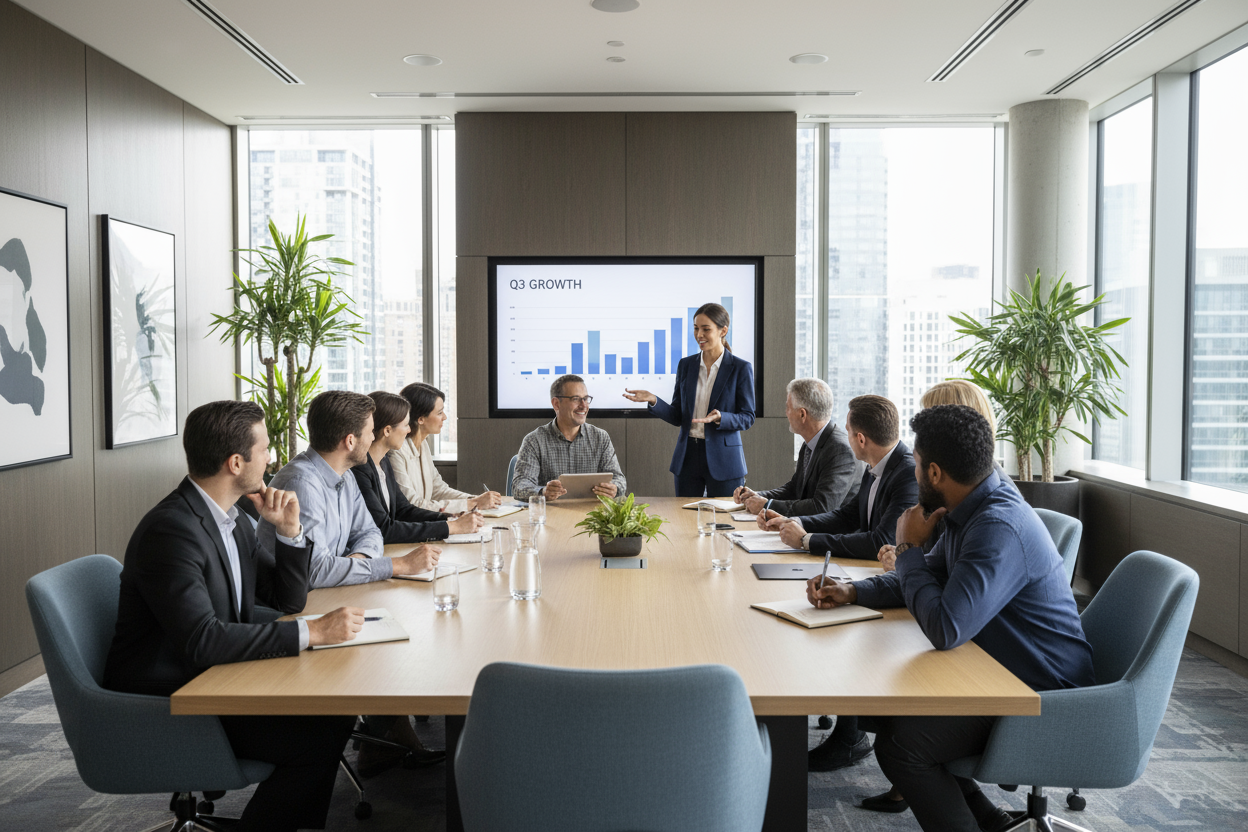 Image de plusieurs personnes dans une salle de réunion 